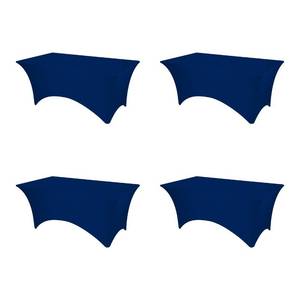 lot 14117 image: BRILLMAX 4 Pack Navy Blue Spandex Table Covers for 6 Ft Rectangle Tables - 180 GSM Thick Stretch Tablecloth Fitted, Reinforced Foot Pockets, Wrinkle Free Cloth for Wedding Banquet Party Trade Show