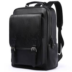 lot 14121 image: MOYYI Leather Backpack fits 15.6 Inch Laptop Vintage Backpack Waterproof Flap Bookbag for Men Leather Travel Backpack for Men Casual Knapsack Black