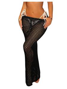 lot 20208 image: Milumia Womens Hollow Out Crochet Swimsuit Cover Up Skirt Beach Coverup Bodycon Maxi Skirt Black Large