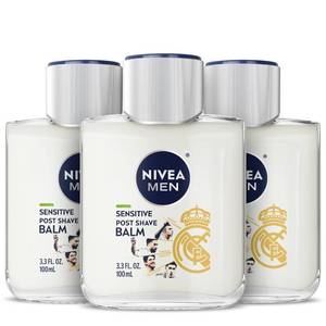 lot 20221 image: NIVEA MEN Real Madrid Limited Edition Design Sensitive Post Shave Balm, with VitaminPro Complex, Alcohol Free After Shave Balm for Men, 3.3 Fl Oz Bottle, Pack of 3