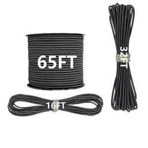 lot 20222 image: LUYADIN 18 x 65 Marine Grade Bungee Cord Elastic Shock Cord,Kayak Stretch String Rope, Heavy Duty Bungee Shock Cords for Repairing Tent Poles, DIY, Tie Downs (Black)
