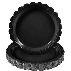 lot 20223 image: NatNarr 30 Pcs Black Paper Plates, 9 Inch Scalloped Disposable Black Graduation Plates Cute Dessert Dinner Plate for 2026 Grad Party, Wedding, Birthday, Picnic