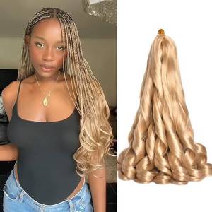 lot 20251 image: French Curly Braiding Hair 16 Inch 75gPack Bouncy Curly Braiding Hair Loose Wavy Braiding Hair Extensions Synthetic Hair Extensions for Black Women(16 Inch 8 Packs, #24)