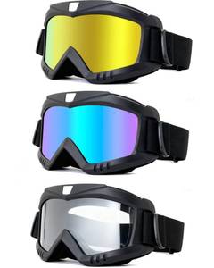 lot 20259 image: YISUGOOC Dirt Bike Goggles 3 Pack Motorcycle Riding ATV Ski Goggles Windproof and Dustproof Glasses (Color  Gold  Clear)