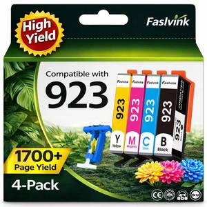 lot 20279 image: Faslvink 923 Ink Cartridges for HP Printers Compatible with HP 923 Ink Cartridges No Chip 4-Pack for HP OfficeJet Pro 8130e 8125e 8135e 8138e 8120e 8132e (Black Cyan Magenta Yellow)