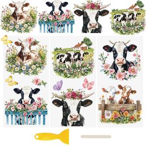 lot 20302 image: WANDIC 3 Sheets UV Rub on Transfer Stickers Ranch and Cattle Theme 3D Waterproof Decals for DIY Glass Cups Furniture Water Bottle Laptop Crafts,15  30cm