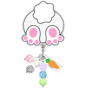 lot 20310 image: Plifal Cute Easter Bunny Badge Reel - Holder Retractable with ID Clip for Nurse Nursing Name Tag Card Funny Accessories with Alligator Clip Medical Assistant Office Student Work Hospital