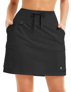 lot 20326 image: baleaf Womens 16 Hiking Cargo Skort Skirt High Waisted with Pockets Golf Workout UPF 50 Sun Protection Quick Dry Dressy Casual Black 3XL