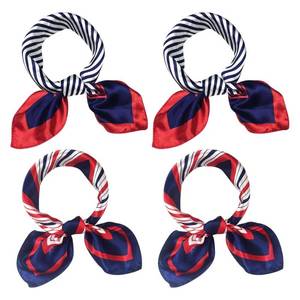 lot 20335 image: UUYYEO 4 Pcs Women Square Scarf Scarves Silk Like Scarf Striped Scarves Kerchief Satin Neckerchief Neck Scarf Head Hair Wraps Kerchief for Women Girls