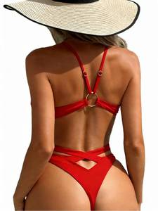 lot 20338 image: Sexybody Women Sexy Thong One Piece Swimsuits Cheeky V Neck Bathing Suit Slimming High Cut Backless Swim Suits Large