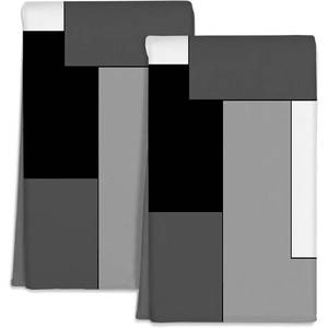 lot 20339 image: MATEKULI Black White and Gray Kitchen Towels Dish Cloths,2 Pack Absorbent Quick Dry Vintage Grey Geometric Modern Dish Towels with Hanging Loop,Decorative Bathroom Hand Towels for Kitchen Tea 16x26