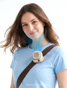 lot 20348 image: Aecooly Magnetic Clip On Fan, Mini Portable Neck Fan, Mighty Waist Fans, Light Hat Fans, Hands Free USB Rechargeable 10H Max Cooling Time, Personal Battery Powered for Travel, Gifts for Women -Beige