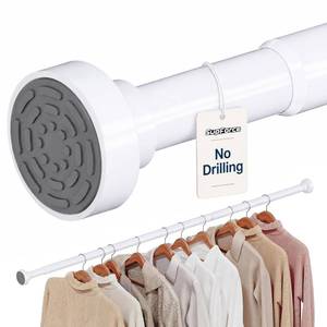 lot 20349 image: Supforce No Drilling Closet Rods for Hanging Clothes, Non Slip Tension Rod with Heavy Duty Clothes Hanging Rod, 17-54 Inches Adjustable Spring Closet Rod for Closet Wardrobe Bathroom Laundry RV, White