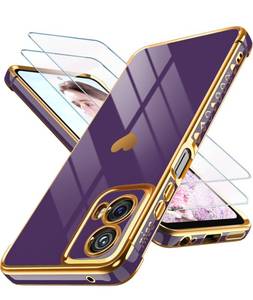 lot 20367 image: for Motorola Moto-G-5G-2024 Case with 2X Screen Protector, for Girl Women Cute Girly Love-Heart Luxury Gold Soft Cover Camera Protection Bumper Silicone Shockproof Phone Case for Moto G 5G 2024(Blue)