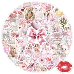 lot 20402 image: SigyoJeom 200 PCS Coquette Stickers for Water Bottles Pink Aesthetic Stickers for Girls Coquette Sticker Bulk for Journal Scrapbook Party Room Decor Stuff