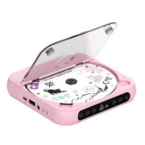 lot 20413 image: ENVYCLOUD CD Player Portable with Dual Stereo Speakers, Rechargeable Portable CD Player with Bluetooth for Home with Headphones, Support CDAUXUSB,Pink