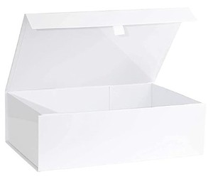 lot 4173 image: Purple Q Crafts White Hard Gift Box With Magnetic Closure Lid 14 x 9 x 4 Rectangle Favor Boxes With White Glossy Finish (1 Box)