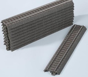 lot 14140 image: Mrklin HO Scale C Track 7.5in Straight, Realistic Appearance, Sturdy Plastic Roadbed, Easy Click-In Connections 6pcs