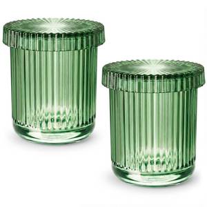 lot 1399 image: MKOSAB 2 Pack Qtip Holder - Apothecary Jars with Lids, Bathroom Organizers and Storage Canister for Cotton Balls,Swabs,Floss Picks,Hair Ties,Clear Glass Vintage Bathroom Decor Jar Set (Green)