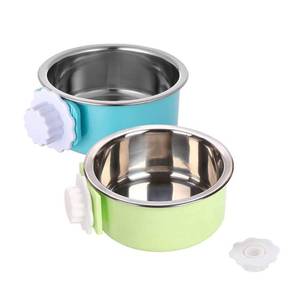 lot 2327 image: Crate Dog Bowl,Removable Stainless Steel Water Food Feeder Bowls Crate Coop Cup,Pet Cage Bowls with Bolt Holder for Cat, Puppy, Birds, Rats, Rabbits Small Animals ((BlueGreen) Round, Samll)