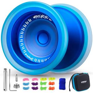 lot 2329 image: MAGICYOYO V13 DEEPSPIN Bi-Material Yoyo for Kids 8-12, Dual-Function Yoyo Professional for All Skill Levels, Trick Yo-yo with 12 Yoyos Strings, Finger Brace, Bearing Kit (BlueBlue Rings)