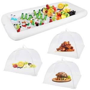 lot 2384 image: 1PCS Inflatable Serving Bars and 3PCS Mesh Food Umbrella Covers Tent for Outdoor,Keep Salads Beverages Ice Cold - For Parties Indoor & Outdoor BBQ, Picnic Pool Party Supplies Luau Cooler