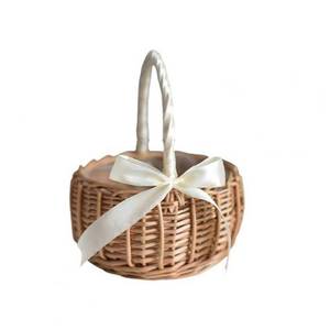 lot 2399 image: Vctitil Wicker Rattan Flower Basket,Wedding Flower Girl Basket Hand Woven Flower Basket Decoration,Candy Storage Basket Home Decoration(S,white)