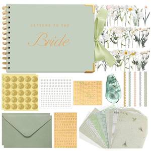 lot 2401 image: Humyoun Wedding Guest Book Letters to The Bride Scrapbook Wedding Memory Book Bridal DIY Blank Paper Scrapbook Photo Album Guest Sign with Pearl Stickers(8.5 x 7 Inch,Classic,Green)