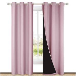 lot 2402 image: NICETOWN Baby Pink Full Shade Curtain Panels, Pair of Thermal Insulated & Energy Efficiency Blackout Drapes for Living Room Windows, Lined Silky Performance Window Dressing (37 Wide x 84 Long, Gray)