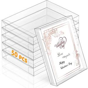 lot 2407 image: Sintuff 50 Pcs Clear Card Box Greeting Card Storage Boxes Clear Plastic picture display for Greeting Cards 5.39 x 7.36 x 1 Inches Photo Storage Box Rectangle Small Boxes for Favors