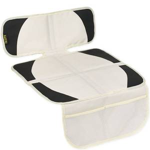 lot 2414 image: FASITE Beige Car Seat Protector for Baby & Child �� Waterproof Non-Slip Auto Seat Cover Mat Fit Under Car Seat with 2 Mesh Pockets