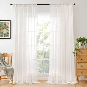 lot 2442 image: BGment Linen Sheer Curtains 84 Inches Long 2 Panels Set for Living Room - Light Filtering Drapes with Rod Pocket Lightweight Window Treatments for Bedroom, 52 X 84 Inch