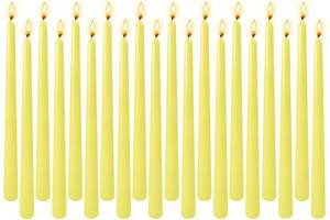 lot 3821 image: 20-Pack Yellow Taper Candles Unscented, 10 Inch Tall Dinner Table Candlesticks for Wedding Centerpieces, Bulk Tapered Candles Long Burning Smokeless Dripless, Bright Decorative Candles for Home Decor