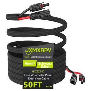 lot 3823 image: 50Ft 10AWG Solar Cable Extension with Protection Cover, Solar Wire with Tool-Free Solar Connectors, IP68 Waterproof PV Cable, Solar Panel Extension Cable 10Gauge for Home Boat RV Solar Panels(50ft)