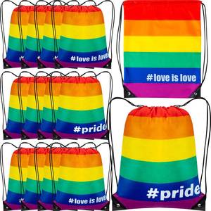lot 3837 image: Bulyoou 36 Pack Gay Pride Drawstring Backpack with Text Love Is Love Pride Rainbow String Bag Gym Sackpack Waterproof Cinch Sports Sack for Lesbian Gay LGBTQ Pride Month Parade Yoga Swim Travel Beach
