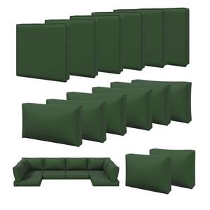 lot 3840 image: Aoxun 14pcs Patio Cushion Covers Replacement, Waterproof Outdoor Furniture Cushion Covers with Zipper and Non-Slip Bottom, Patio Sofa Couch 3 Sizes for Patio Sectional, Covers Only (Green)