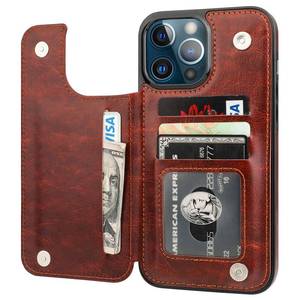 lot 4201 image: ONETOP Compatible with iPhone 13 Pro Max Wallet Case with Card Holder,PU Leather Kickstand Card Slots Case, Double Magnetic Clasp and Durable Shockproof Cover 6.7 Inch(Brown)
