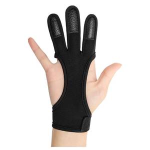 lot 4211 image: Coolrunner Archery Glove - Three Finger Leather Archery Protective Shooting Gloves for Kids, Protective Gear Accessories (M)