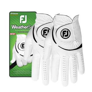 lot 4222 image: FootJoy Mens WeatherSof 2-Pack Golf Glove, White, MediumLarge, Worn on Left Hand