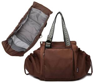 lot 4226 image: Diaper Bag Tote with 16 Compartments, Premium Nylon Taslon Fabric, Convertible Travel Bag with Trolley Sleeve, Hanging Car Seat Organizer, 3-in-1 Work Shoulder Bag for Teacher Nurse (Mushroom Brown)