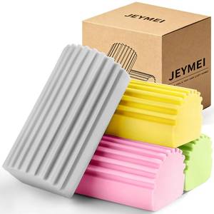 lot 4228 image: Jeymei 4-Pack Damp Clean Duster Sponge,Damp Dusting Sponge,Duster Baseboard Cleaner Sponge with Ridges,Reusable Wet Duster Sponge,Household Cleaning Sponges for Blinds(Grey,Yellow,Pink,Green)
