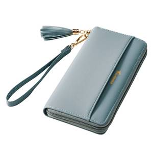 lot 4237 image: Travelambo Womens Wallet Tassel Bifold Ladies Clutch Wristlet Wrist strap Long Purse (Access Blue Sale)