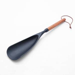 lot 4246 image: Cooking Spoon for Nonstick Cookwares, Multifunction Spatula Spoon, Great for Both Cooking and Serving, Durable BPA-Free Matte Black Silicone, Wood Handle Spoon, Safe for Nonstick Cooking Surfaces