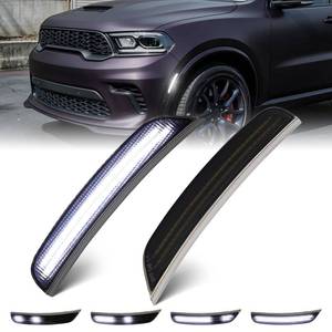 lot 4260 image: FetonAuto Dynamic LED Side Marker Light for Dodge Durango 2021 2022 2023 2024 2025 2026 Front Bumper Fender White Sequential Turn Signal Assembly, Smoked Lens