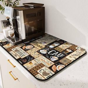 lot 4265 image: Fun Coffee Mat 19inx12in,Coffee Bar Mat for Countertops,Absorbent Hide Stain Anti-Slip Coffee Bar Accessories Fit Under Coffee Machine Mat,dish Drying Mats for Kitchen
