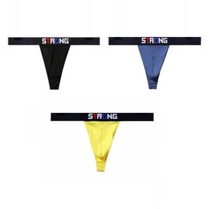 lot 4272 image: BY.ECG Mens Modal Thong Wide Band Low-Rise Summer Cool Soft 3 Pack BlackYellowDark Blue(L)