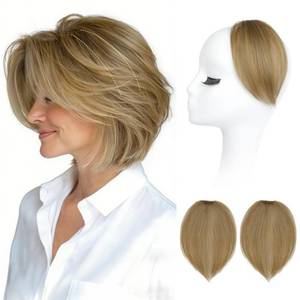 lot 4278 image: REECHO Clip in Hair Volumizer, 2PCS 6 inch Short Thick Clip in Hairpieces Adding Extra Volume Hair Pieces for Women -Dark Blonde with Highlights