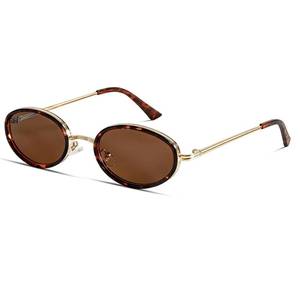 lot 4292 image: boten Retro Oval Sunglasses for Women 90s Small Gold Frame Sun Glasses Lightweight Cute Chic Sunnies