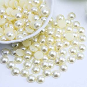lot 4311 image: Briskbloom 300PCS 10mm Flatback Pearls for Crafts Jewelry Scrapbook Nail, Flatback Half Pearls for Crocs Shoes Cups, Imitation Loose Pearl Beads Gems (Ivory)
