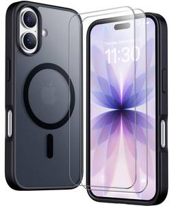 lot 4317 image: SPIDERCASE Designed for iPhone 17 Case, Magnetic Translucent Matte Case with 2PCS Tempered Glass Screen Protector Slim Phone Case for iPhone 17 6.3, Black